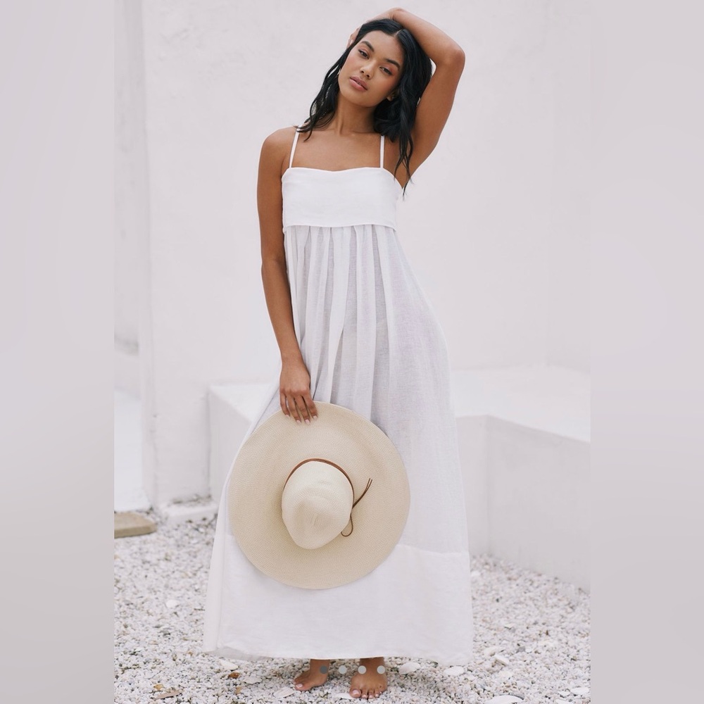 Anthropologie Sleeveless A-Line Maxi Dress - Size XS - White